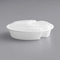 Choice 33 oz. White 9" Round 3-Compartment Microwavable Heavy Weight Container with Lid - 150/Case