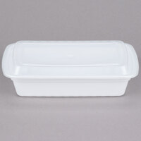 Choice 28 oz. White 8 3/4 inch x 6 1/4 inch x 1 3/4 inch Rectangular Microwavable Heavy Weight Container with Lid - 150/Case