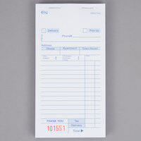 Choice 3 Part White Carbonless Order Delivery Form - 10/Pack