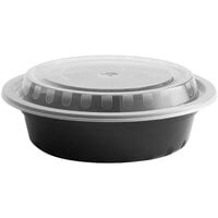 Choice 16 oz. Black 6 1/4 inch Round Microwavable Heavy Weight Container with Lid - 150/Case