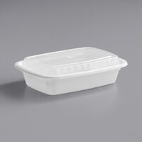 Choice 24 oz. White 8 inch x 5 1/4 inch x 2 inch Rectangular Microwavable Heavy Weight Container with Lid - 150/Case