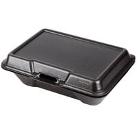 Genpak 20500-BLK 9 3/16 inch x 6 1/2 inch x 2 7/8 inch Black Large Deep All Purpose Foam Hinged Lid Container - 200/Case