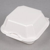 Genpak 22500-WHT 5 5/8 inch x 5 3/4 inch x 3 1/4 inch White Large Foam Hinged Lid Sandwich Container - 500/Case