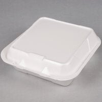 Genpak SN243-WHT 8 1/4" x 8" x 3" White Medium 3-Compartment Foam Snap-It Hinged Lid Container - 200/Case