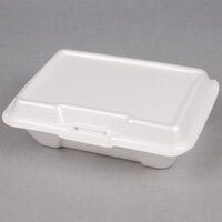 Genpak 20500-WHT 9 3/16 inch x 6 1/2 inch x 2 7/8 inch White Large Deep All Purpose Foam Hinged Lid Container - 200/Case