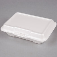 Genpak 20600-WHT 9 3/16 inch x 6 1/2 inch x 2 5/8 inch White Large Shallow All Purpose Foam Hinged Lid Container - 200/Case