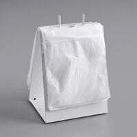 Choice Deli Saddle Bag Stand with Plain 7 1/2 inch x 7 1/2 inch Deli Bags - Flip Top