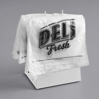 Choice Deli Saddle Bag Stand with Printed 10 inch x 8 inch Deli Bags - Slide Seal Top