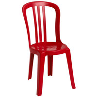Grosfillex US495414 / US490414 Miami Bistro Red Stacking Outdoor Resin Sidechair - Pack of 4