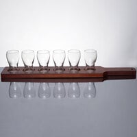 Libbey Mini Pub Tasting Glasses with 24 inch Mahogany Finish Flight Paddle