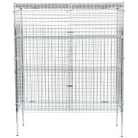 Regency NSF Stationary Chrome Wire Security Cage Kit - 24 inch x 60 inch x 74 inch