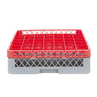 Noble Products 49-Compartment Gray Full-Size Glass Rack with 1 Red Extender - 19 3/8 inch x 19 3/8 inch x 5 3/4 inch