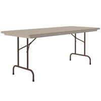 Correll Heavy-Duty Folding Table, 30 inch x 60 inch Blow-Molded Plastic, Mocha Granite