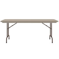 Correll Heavy-Duty Folding Table, 30 inch x 60 inch Blow-Molded Plastic, Mocha Granite