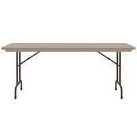 Correll Heavy-Duty Folding Table, 30 inch x 72 inch Blow-Molded Plastic, Mocha Granite