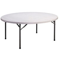 Correll Round Economy Folding Table, 71" Blow-Molded Plastic, Gray Granite