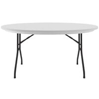 Correll Round Heavy-Duty Folding Table, 60 inch Blow-Molded Plastic, Gray Granite