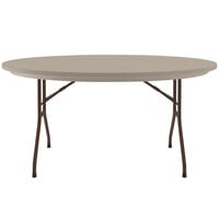 Correll Round Heavy-Duty Folding Table, 60 inch Blow-Molded Plastic, Mocha Granite