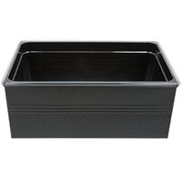 American Metalcraft Full Size Black Rectangular Hammered Ice Display / Beverage Tub with Clear Food Pan