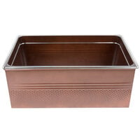 American Metalcraft Full Size Copper Rectangular Hammered Ice Display / Beverage Tub with Clear Food Pan