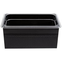 American Metalcraft 1/3 Size Black Rectangular Hammered Ice Display / Beverage Tub with Clear Food Pan - 6.75 Qt.