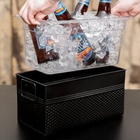American Metalcraft 1/3 Size Black Rectangular Hammered Ice Display / Beverage Tub with Clear Food Pan - 6.75 Qt.