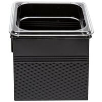 American Metalcraft 1/6 Size Black Square Hammered Ice Display / Beverage Tub with Clear Food Pan - 3.375 Qt.