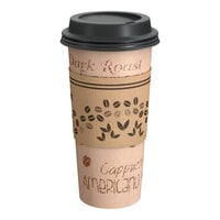 Choice 20 oz. Kraft Paper Hot Cup, Lid, and Sleeve Combo Kit - 50/Pack