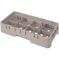 Cambro Camrack 3 5/8" High 8-Compartment Half-Size Glass Rack with 1 Extender