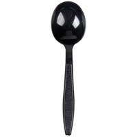 Visions Black Heavy Weight Plastic Soup Spoon - Pack of 100