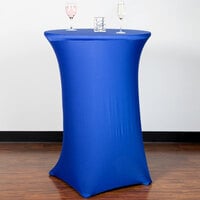 Snap Drape CN420CT3042572 Contour Cover 30 inch Round Royal Blue Bar Height Spandex Table Cover