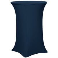 Snap Drape CN420CT3042011 Contour Cover 30" Round Navy Bar Height Spandex Table Cover