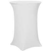 Snap Drape CN420CT3042010 Contour Cover 30 inch Round White Bar Height Spandex Table Cover