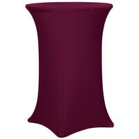 Snap Drape CN420CT3042046 Contour Cover 30" Round Burgundy Bar Height Spandex Table Cover