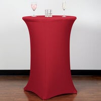 Snap Drape CN420CT3042811 Contour Cover 30 inch Round Crimson Bar Height Spandex Table Cover