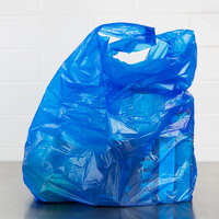 18 inch x 7 inch x 32 inch .75 Mil Blue Unprinted Heavy-Duty Plastic T-Shirt Bag - 400/Case