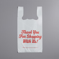 Choice 1/6 Size .71 Mil White Thank You Heavy-Duty Plastic T-Shirt Bag - 600/Case