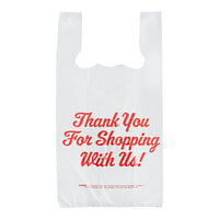 Choice 1/6 Size .71 Mil White "Thank You" Heavy-Duty Plastic T-Shirt Bag - 600/Case