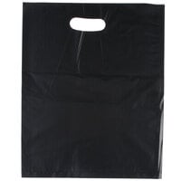 12 inch x 15 inch 1.5 Mil Black Unprinted Extra Heavy-Duty Plastic Merchandise Bag - 500/Case