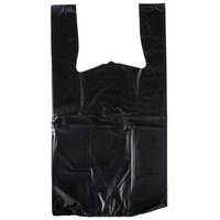 1/6 Size 1.18 Mil Black Unprinted Embossed Extra Heavy-Duty Plastic T-Shirt Bag - 150/Case