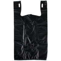 1/6 Size .87 Mil Black Unprinted Embossed Heavy-Duty Plastic T-Shirt Bag - 350/Case