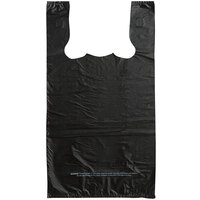 Choice 1/6 Size .67 Mil Black Embossed Heavy-Duty Plastic T-Shirt Bag - 500/Case