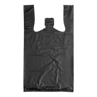 Choice 1/8 Size 1.18 Mil Black Unprinted Embossed Extra Heavy-Duty Plastic T-Shirt Bag - 200/Case