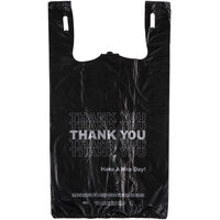 1/6 Size .51 Mil Black Thank You Plastic T-Shirt Bag - 800/Case