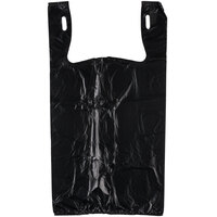 1/6 Size .51 Mil Black Unprinted Embossed T-Shirt Bag - 1000/Case