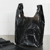 1/6 Size .51 Mil Black Unprinted Embossed T-Shirt Bag - 1000/Case