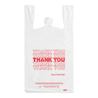 Choice 1/6 Size .59 Mil White "Thank You" Medium-Duty Plastic T-Shirt Bag - 1000/Case