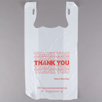 1/6 Size .59 Mil White Thank You Plastic T-Shirt Bag - 1000/Case