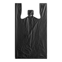 Choice 1/8 Size .63 Mil Black Unprinted Embossed Medium-Duty Plastic T-Shirt Bag - 750/Case
