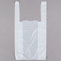 1/10 Size .55 Mil White Unprinted Embossed Plastic T-Shirt Bag - 1500/Case